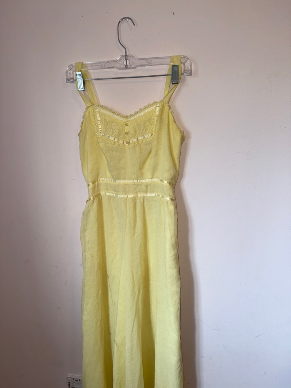 Vintage Yellow Spaghetti Strap Maxi Dress - Picture 3 of 6